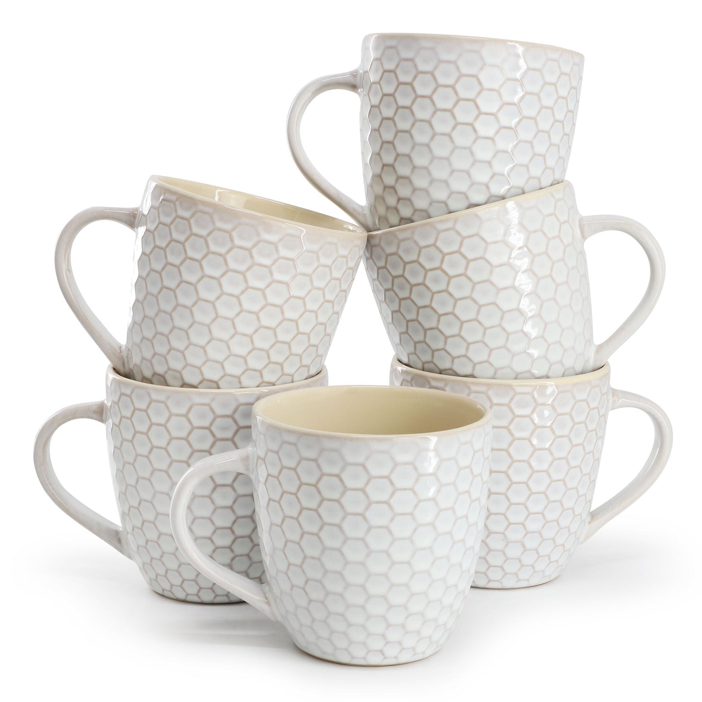 Elama Honeycomb 6 Piece 15 Ounce Mug Set in White LuxuryLifeWay Online Store