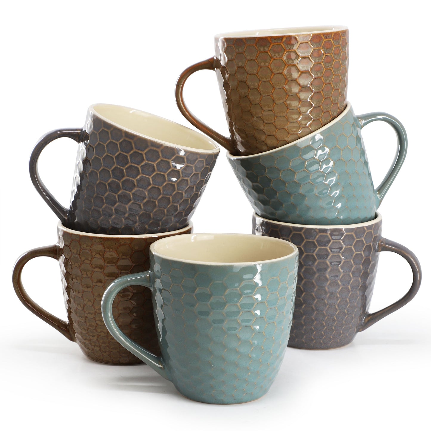 Elama Honeysuckle 6-Piece 15 oz. Mug Set, Assorted Colors LuxuryLifeWay Online Store