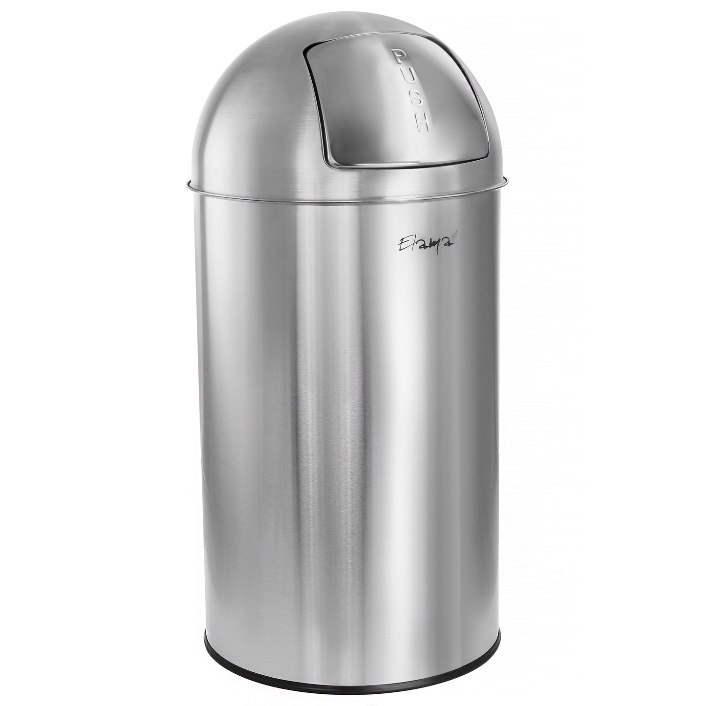 Elama 50 Liter Large 13 Gallon Push Lid Stainless Steel Cylindrical Home and Kitchen Trash Bin in Matte Silver LuxuryLifeWay Online Store