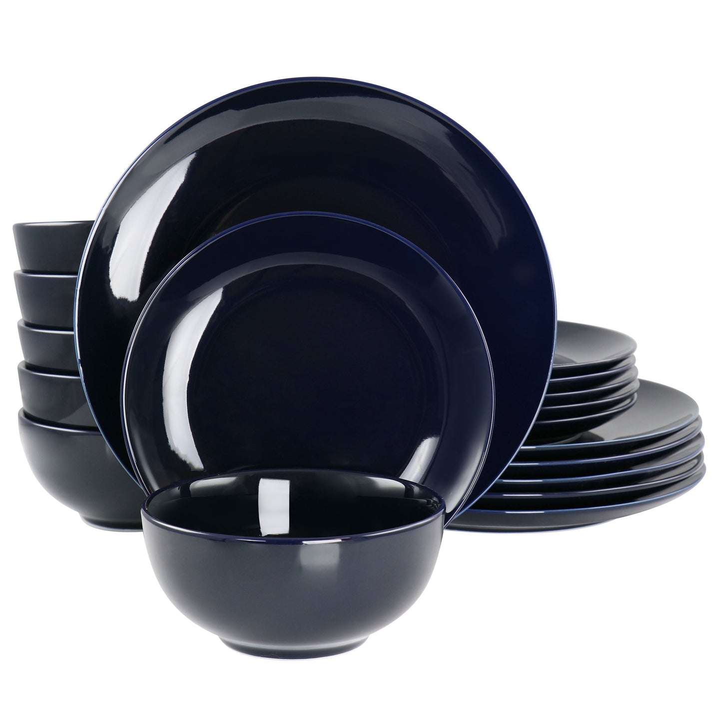 Elama Luna 18 Piece Porcelain Dinnerware Set in Dark Blue LuxuryLifeWay Online Store