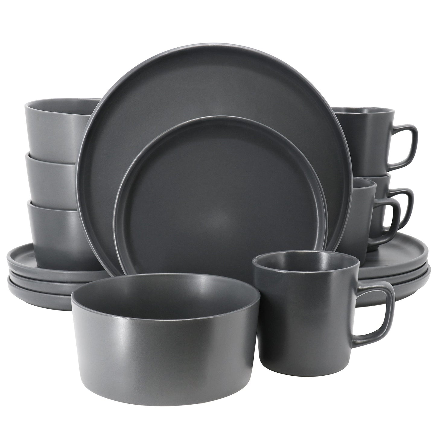 Elama Luxmatte Dark Grey 16 Piece Dinnerware Set LuxuryLifeWay Online Store