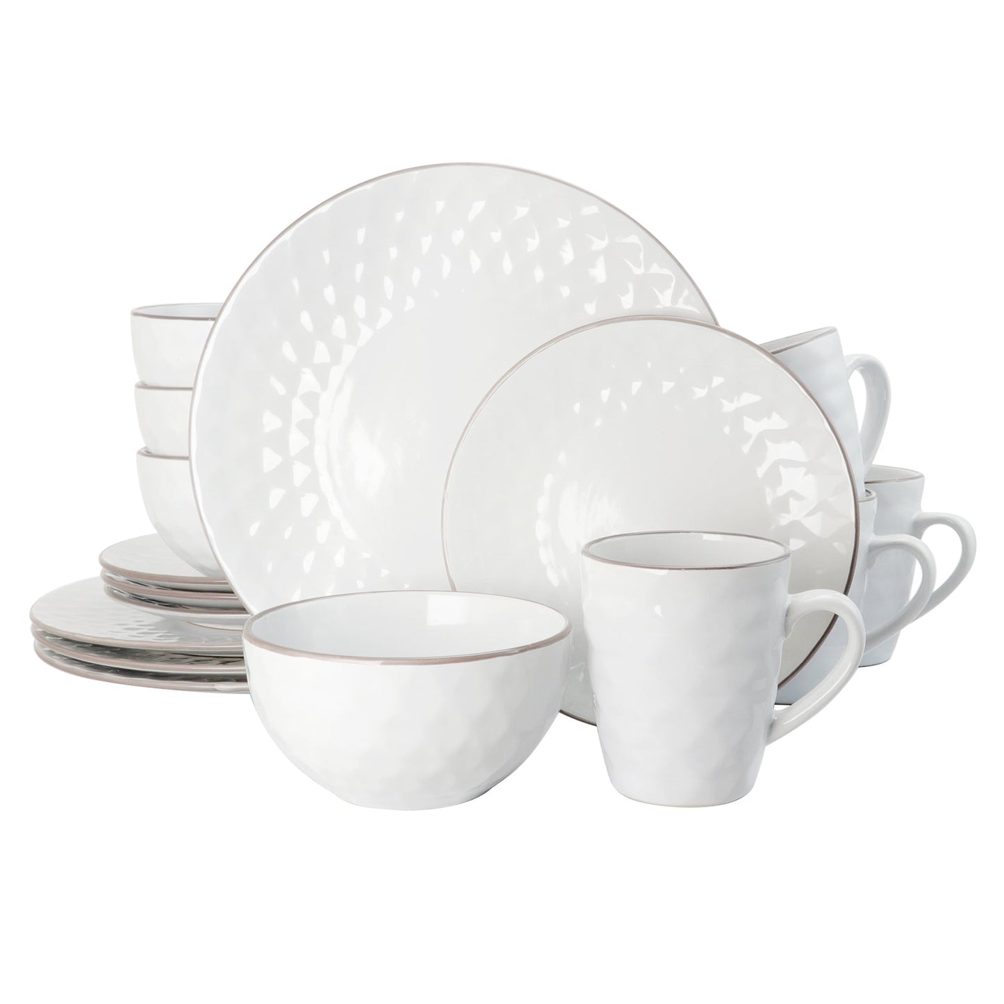 Elama's Luxurious Medici Pearl 16 Piece Dinnerware Set in Slate and Stone Pearl with Setting for 4 LuxuryLifeWay Online Store