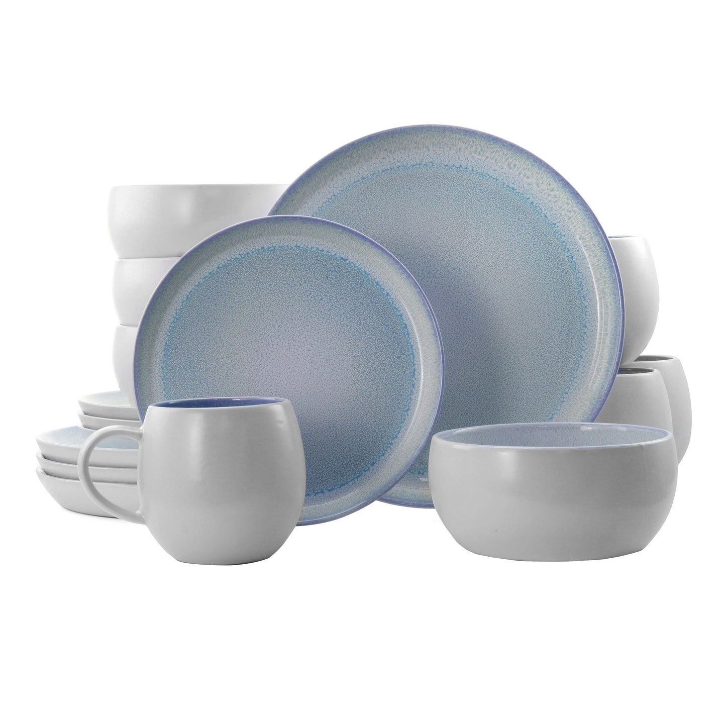 Elama Mocha 16 Piece Stoneware Dinnerware Set in Blue LuxuryLifeWay Online Store