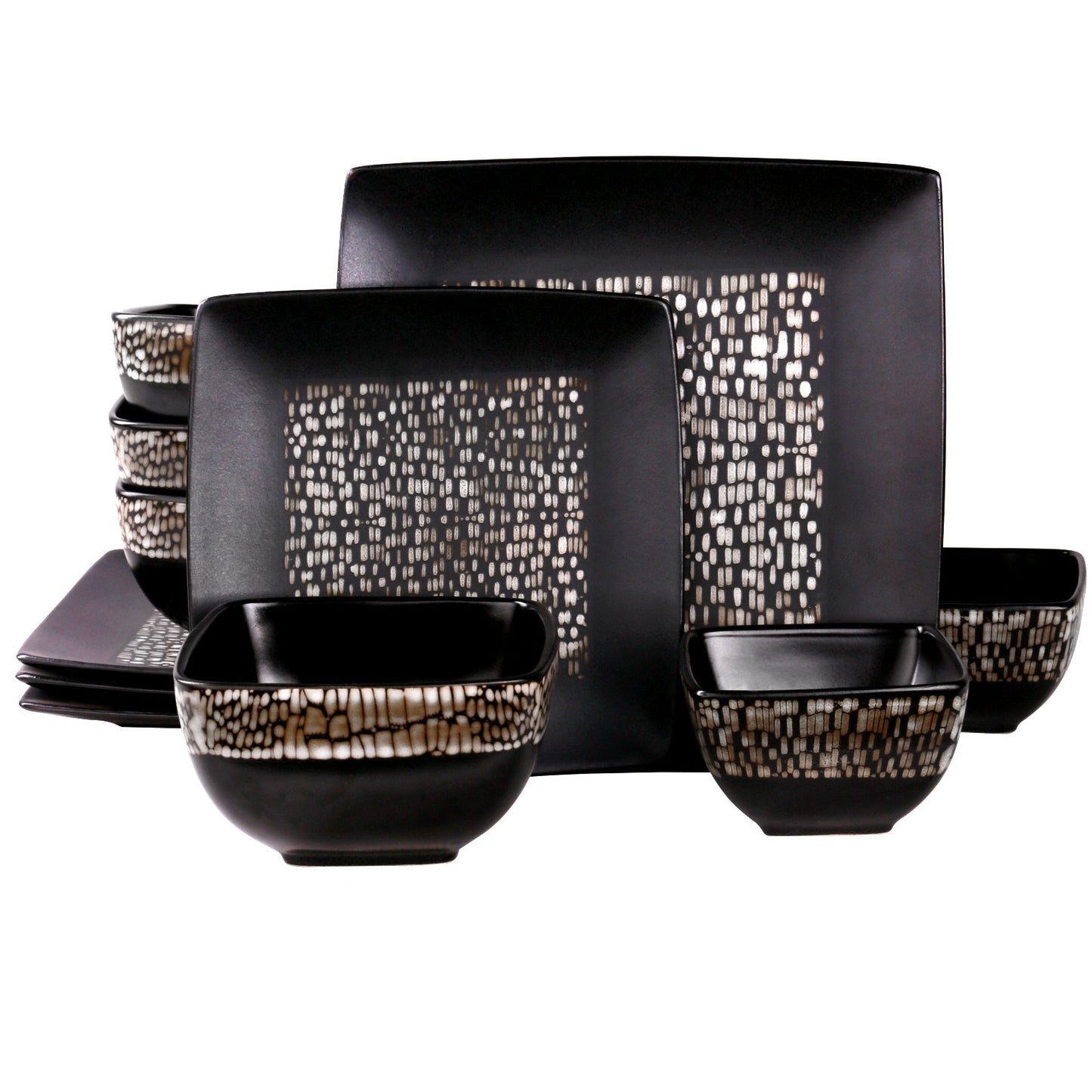 Elamas Naina 16 Piece Double Bowl Stoneware Dinnerware Set LuxuryLifeWay Online Store