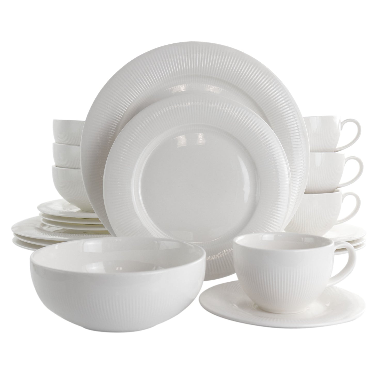 Elama Pallene 20 Piece Porcelain Dinnerware Set in White LuxuryLifeWay Online Store