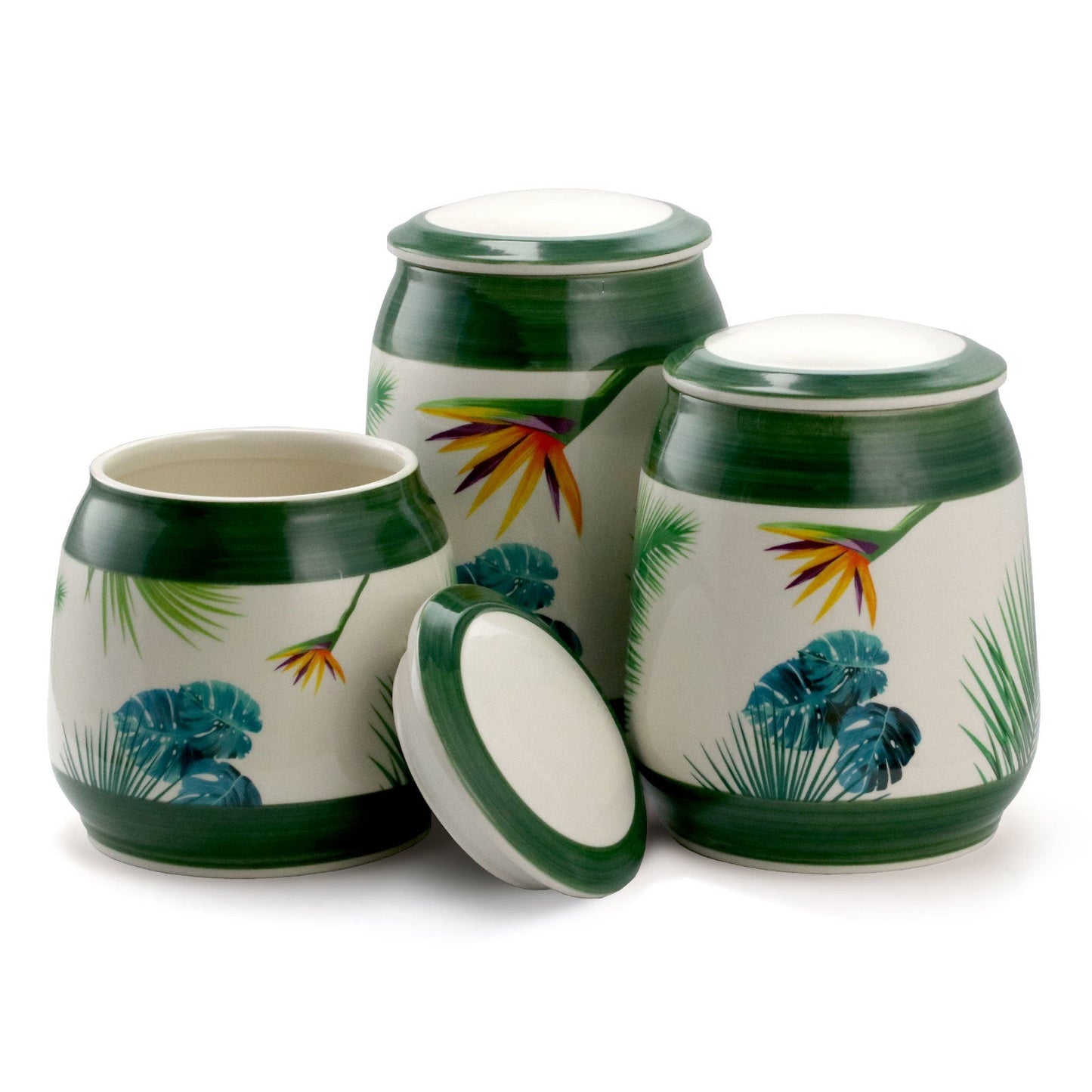 Elama 3 Piece Ceramic Kitchen Canister Collection in Green LuxuryLifeWay Online Store