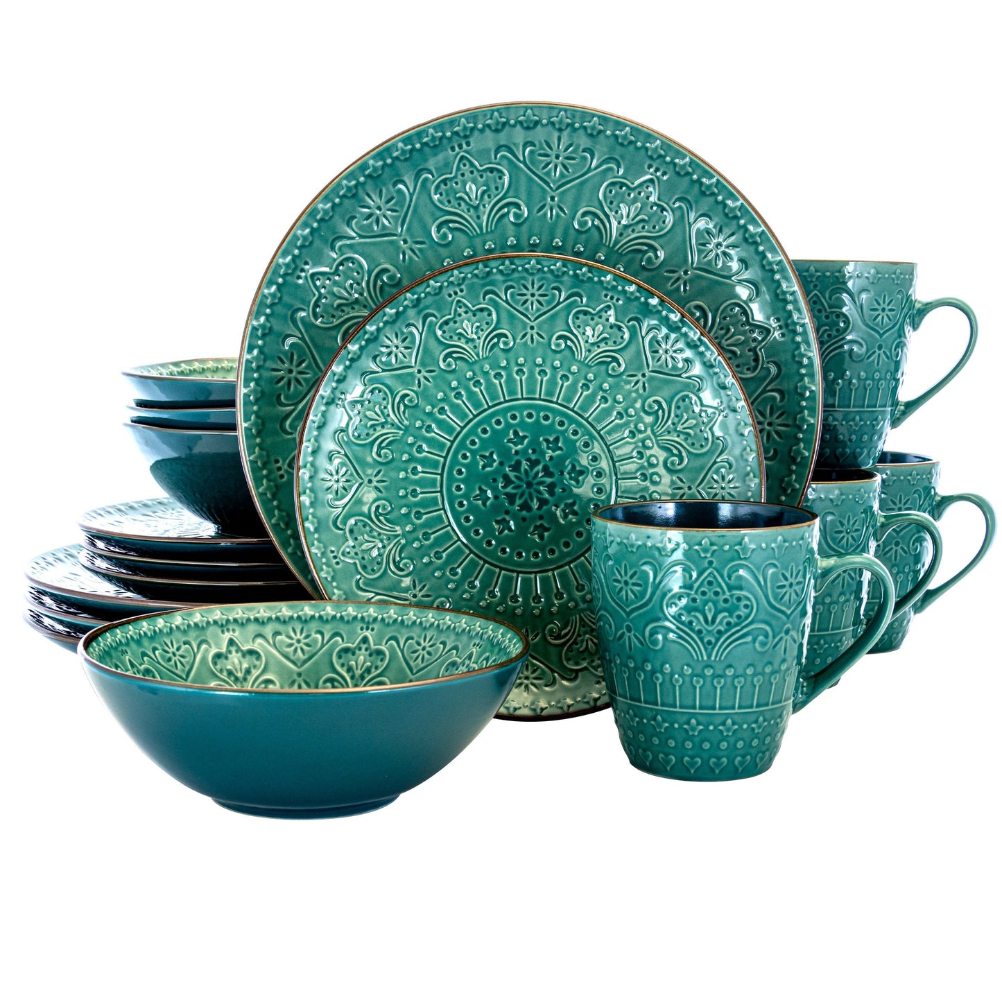 Elama Sea Foam Mozaic 16 Piece Luxurious Stoneware Dinnerware with Complete Setting for 4 LuxuryLifeWay Online Store