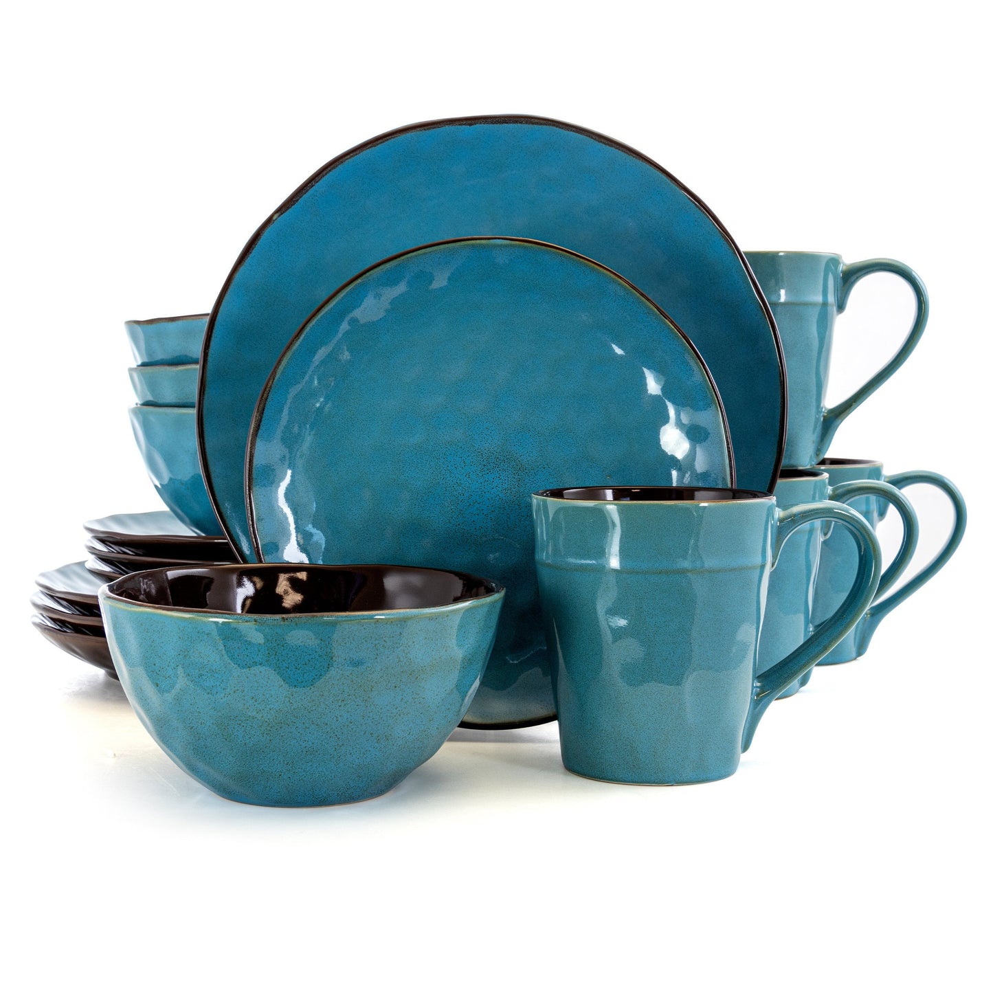 Elama Sea Glass 16 Piece Luxurious Stoneware Dinnerware with Complete Setting for 4 LuxuryLifeWay Online Store