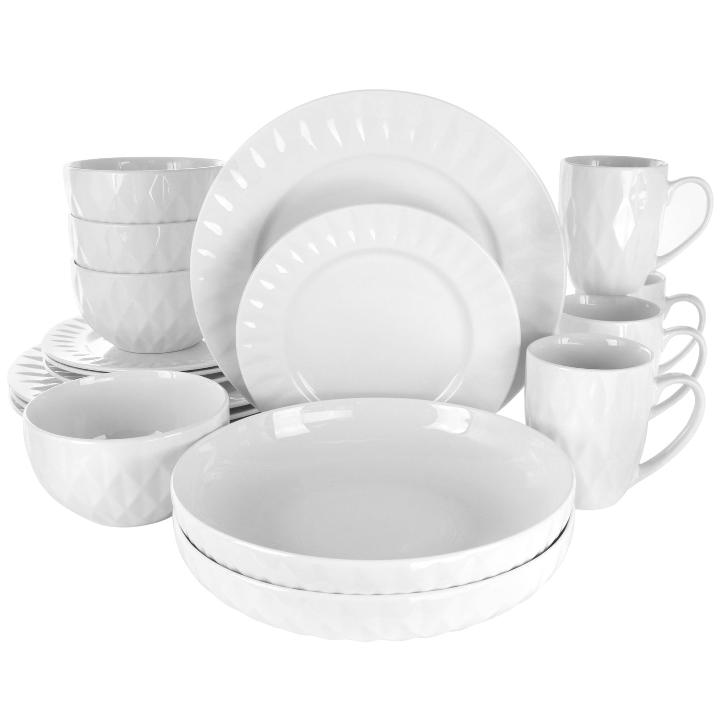 Elama Sienna 18 Piece Porcelain Dinnerware Set in White LuxuryLifeWay Online Store