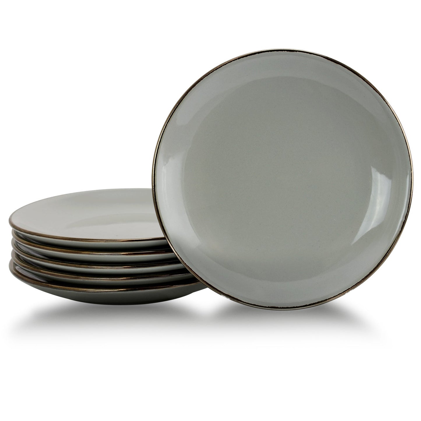 Elama Tahitian Sand 6-Piece Salad Plate Set, Light Grey LuxuryLifeWay Online Store