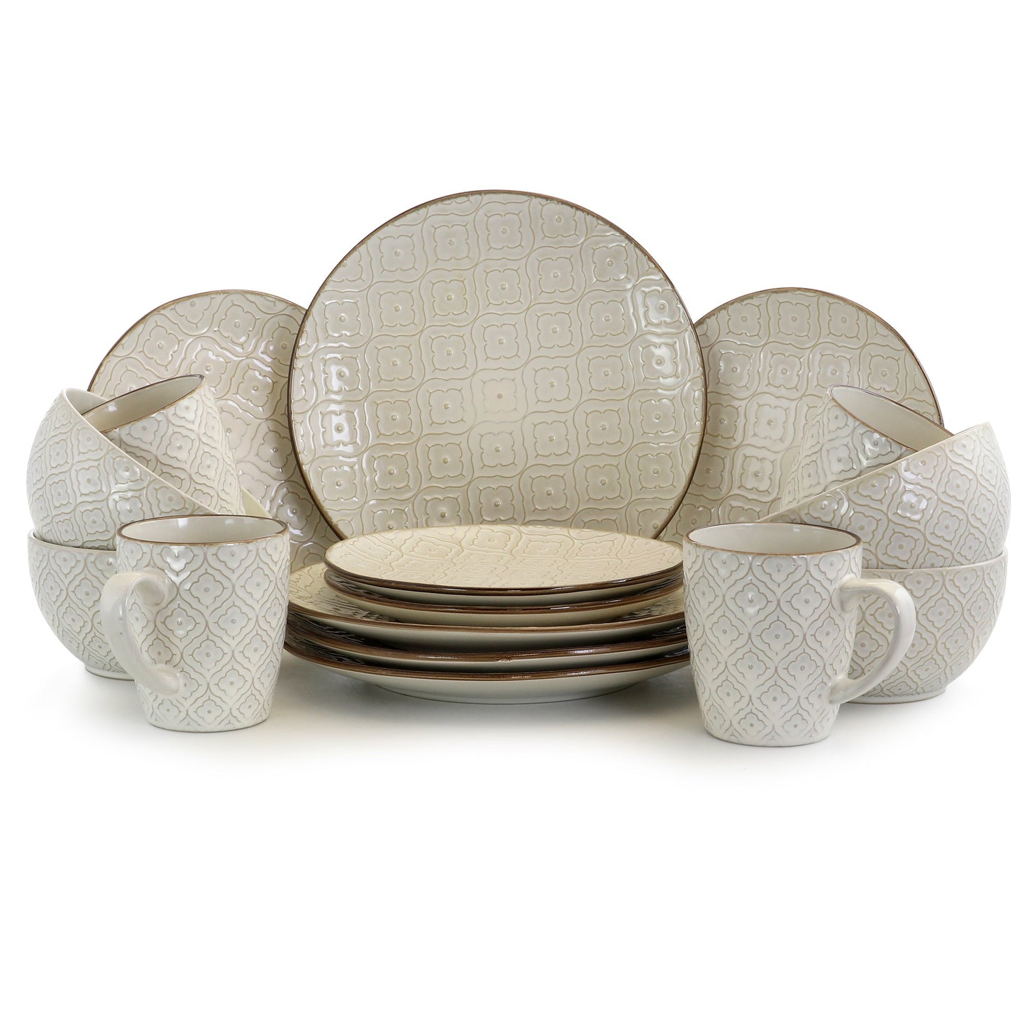 Elama White Lily 16 Piece Luxurious Stoneware Dinnerware with Complete Setting for 4 LuxuryLifeWay Online Store