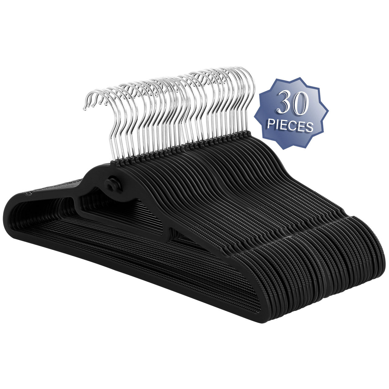 Elama Home 30 Piece Rubber Non Slip Hanger with Hanging Tab in Black LuxuryLifeWay Online Store