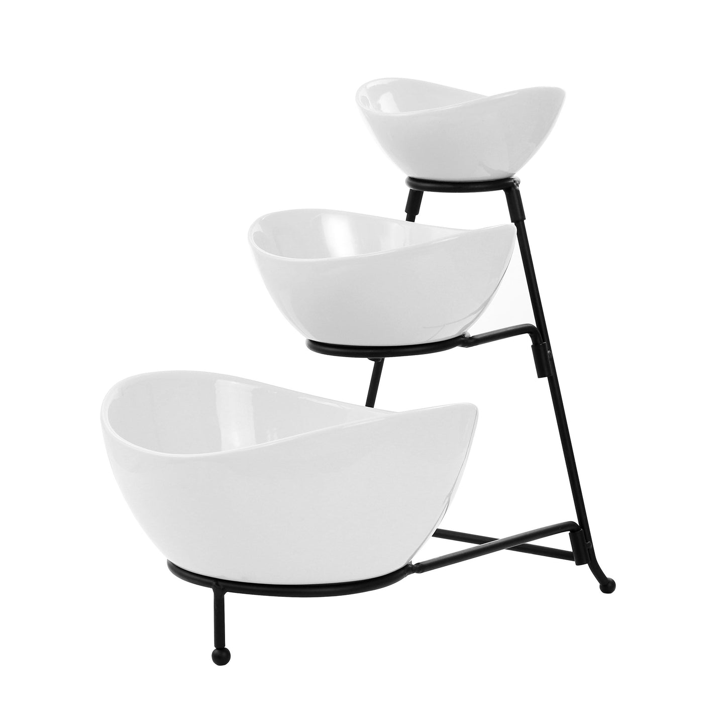 Elama 3 Tier Oval Bowl Porcelain Serveware Set LuxuryLifeWay Online Store