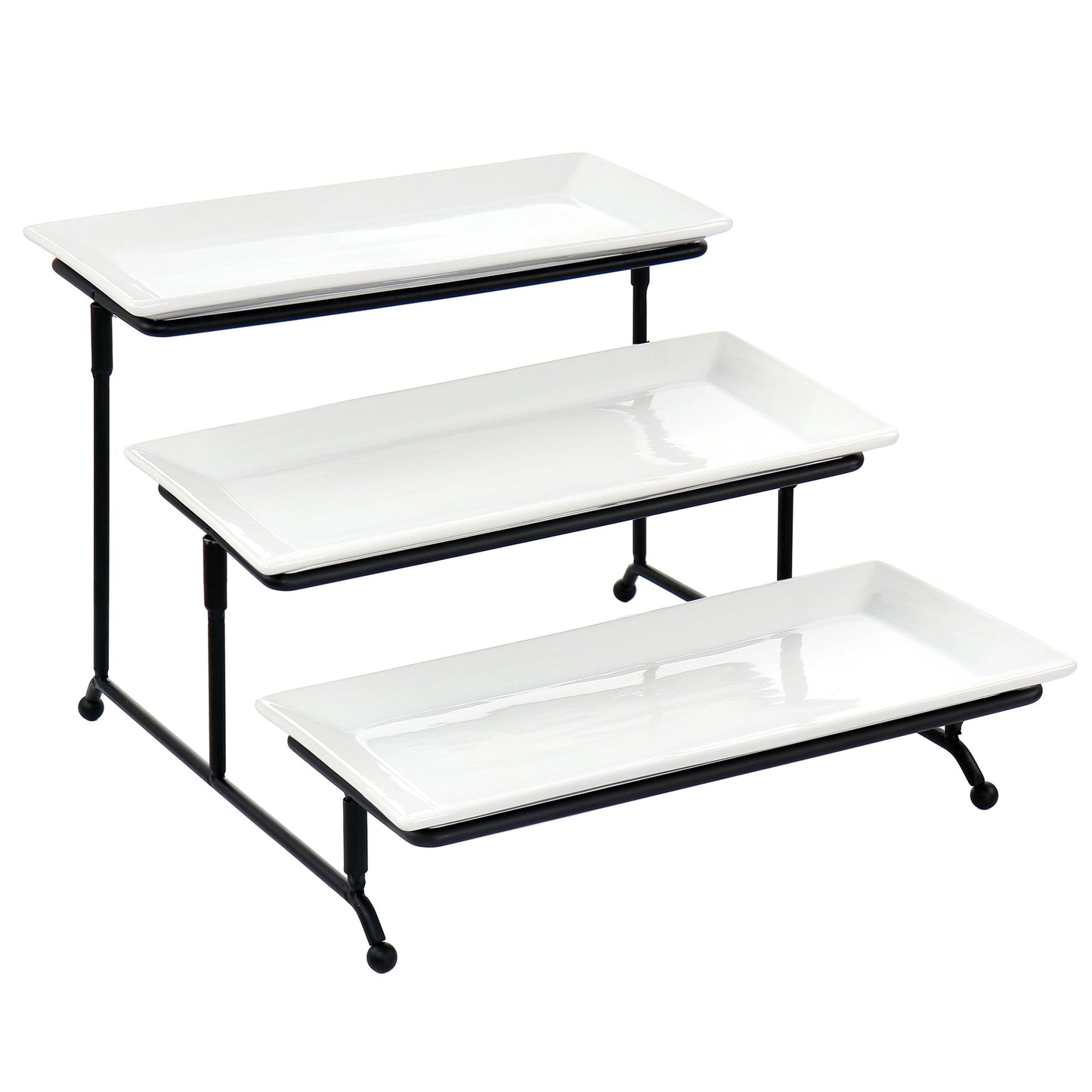 Elama 3 Tier Rectangular Plate Porcelain Serveware Set LuxuryLifeWay Online Store