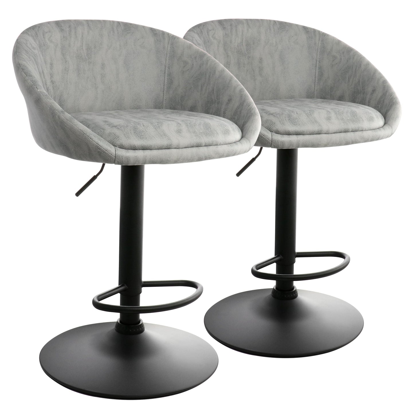 Elama 2 Piece Cloth Adjustable Bar Stool Set in Gray with Black Base LuxuryLifeWay Online Store
