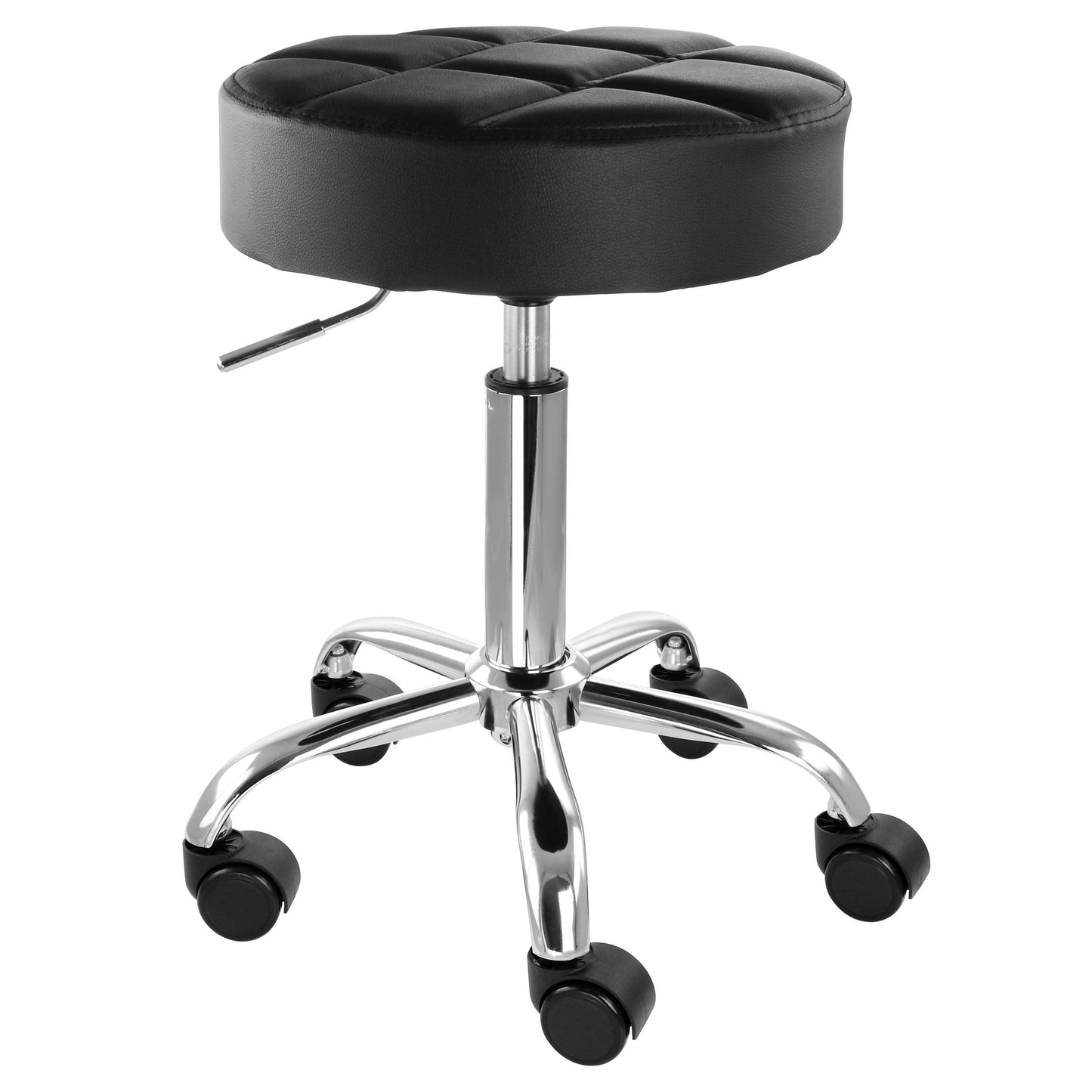 Elama Faux Leather Adjustable Backless Rolling Stool in Black with Chrome Base LuxuryLifeWay Online Store