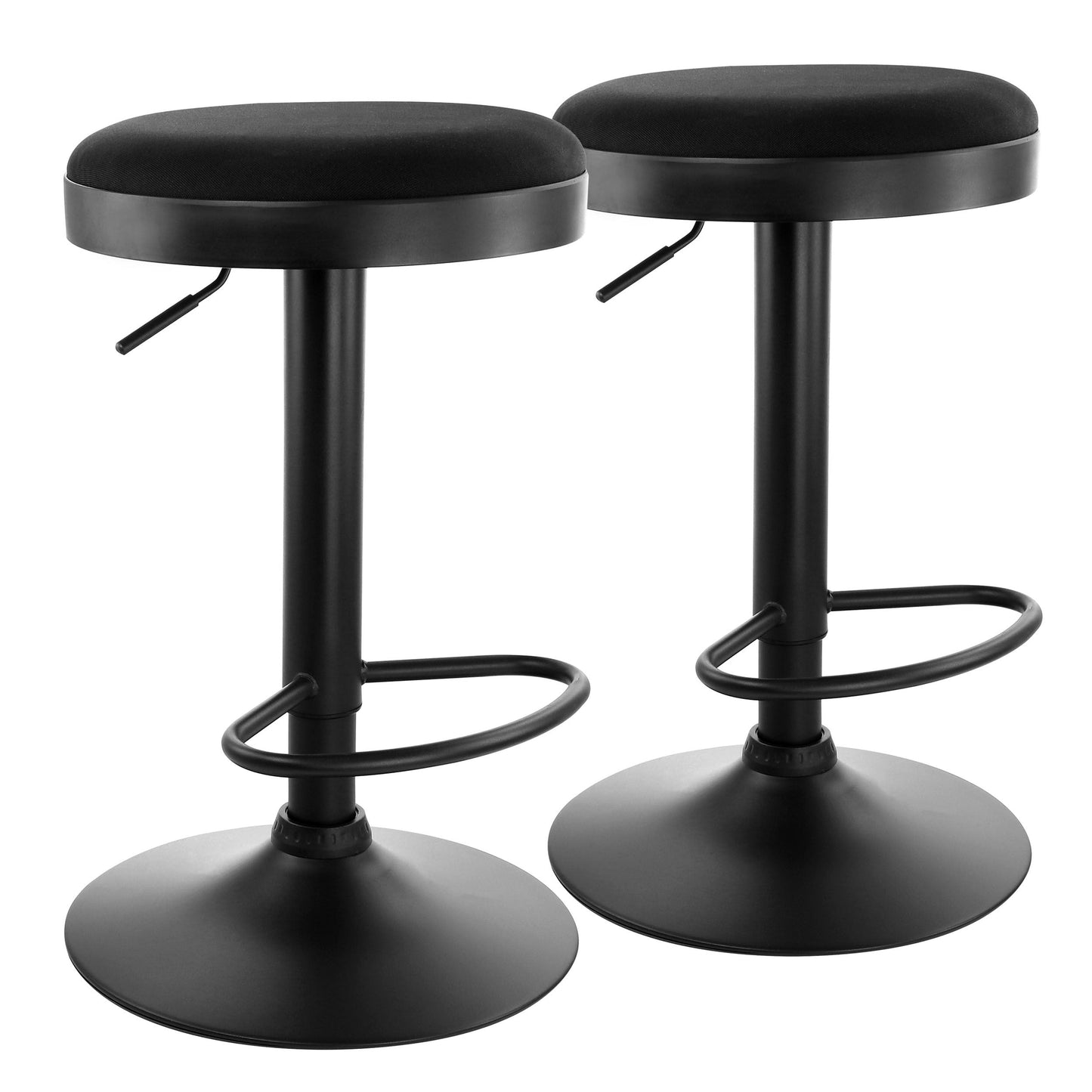 Elama 2 Piece Backless Adjustable Fabric Bar Stool in Black with Black Base LuxuryLifeWay Online Store
