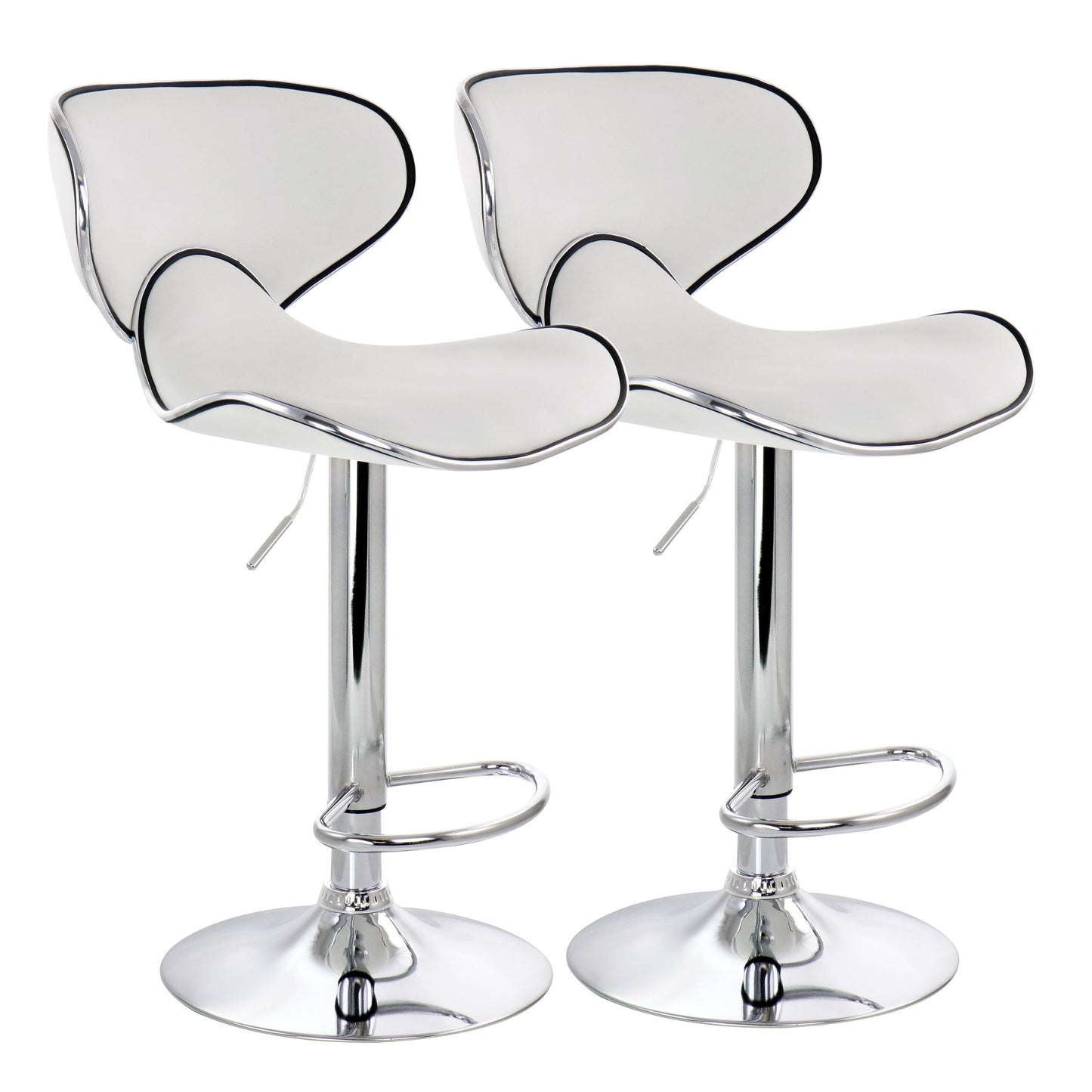 Elama 2 Piece Faux Leather Adjustable Bar Stool in White with Chrome Base LuxuryLifeWay Online Store
