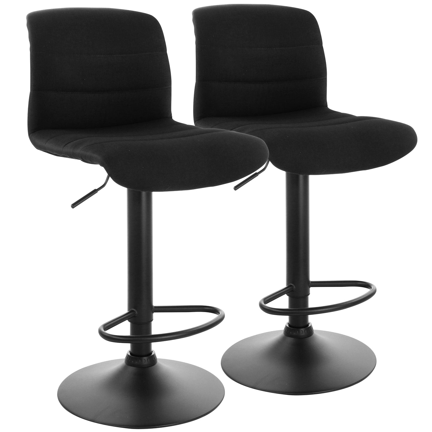 Elama 2 Piece Adjustable Fabric Bar Stool in Charcoal with Black Base LuxuryLifeWay Online Store
