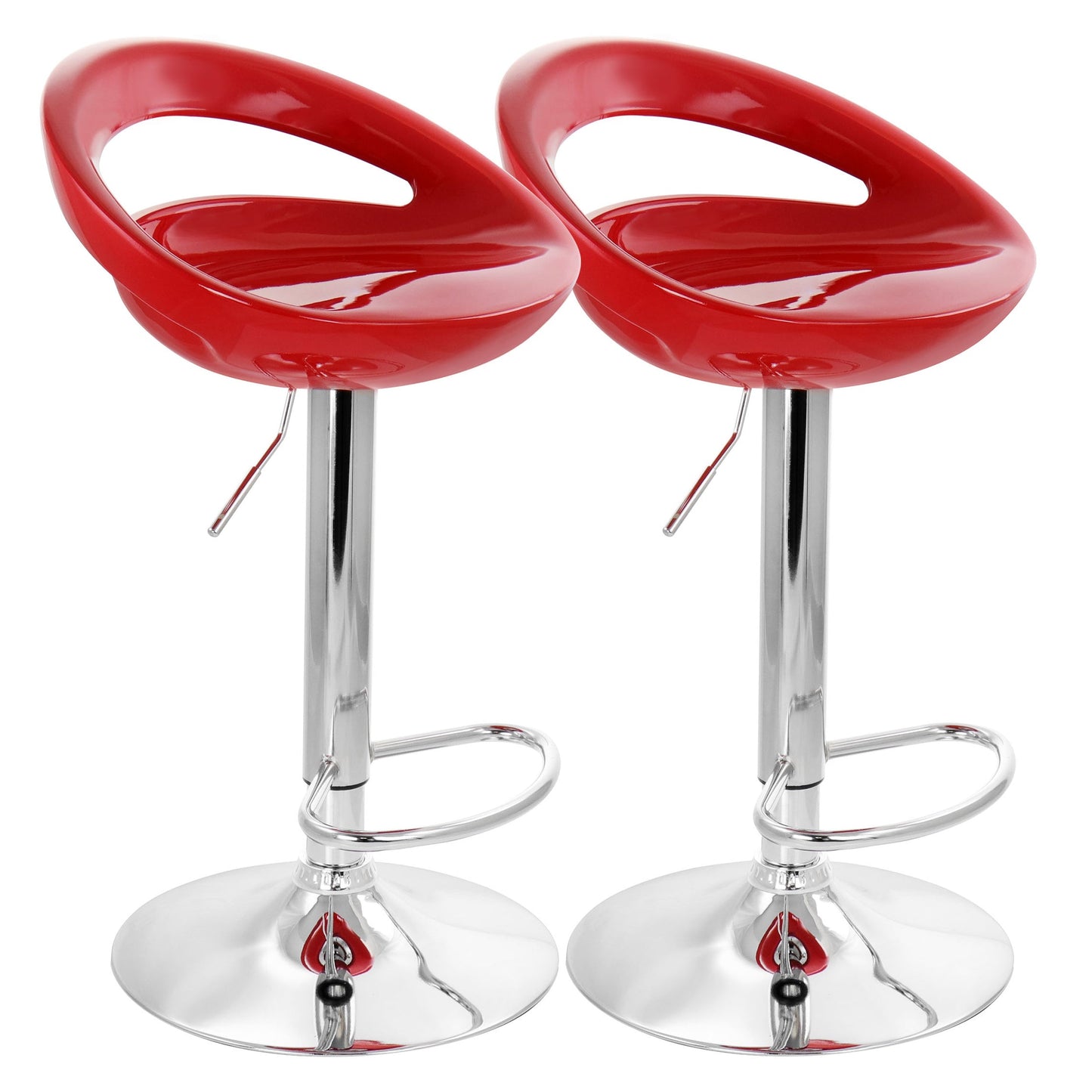 Elama 2 Piece Retro Adjustable Bar Stool in Red with Chrome Base LuxuryLifeWay Online Store