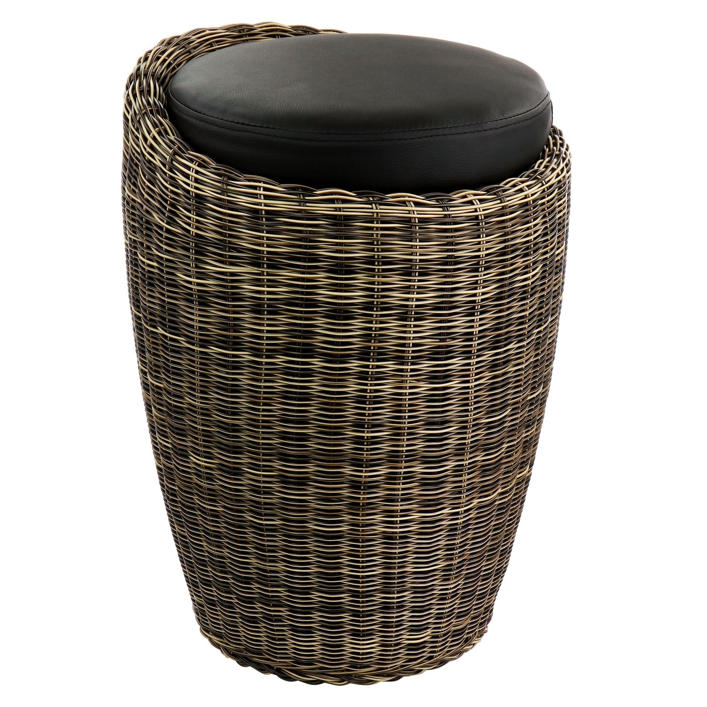 Elama 1 Piece Wicker Outdoor Ottoman Chair in Brown and Black LuxuryLifeWay Online Store
