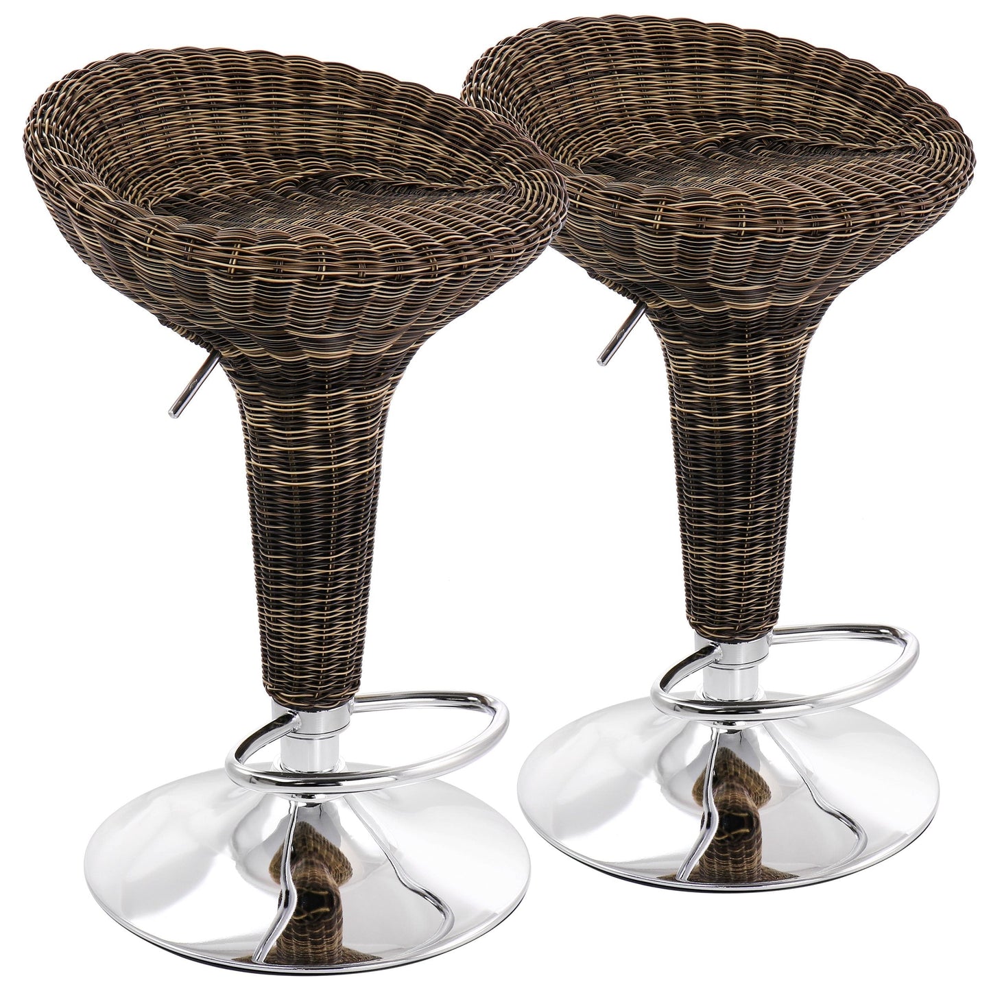 Elama 2 Piece Adjustable Backless Wicker Bar Stool in Brown with Chrome Base LuxuryLifeWay Online Store