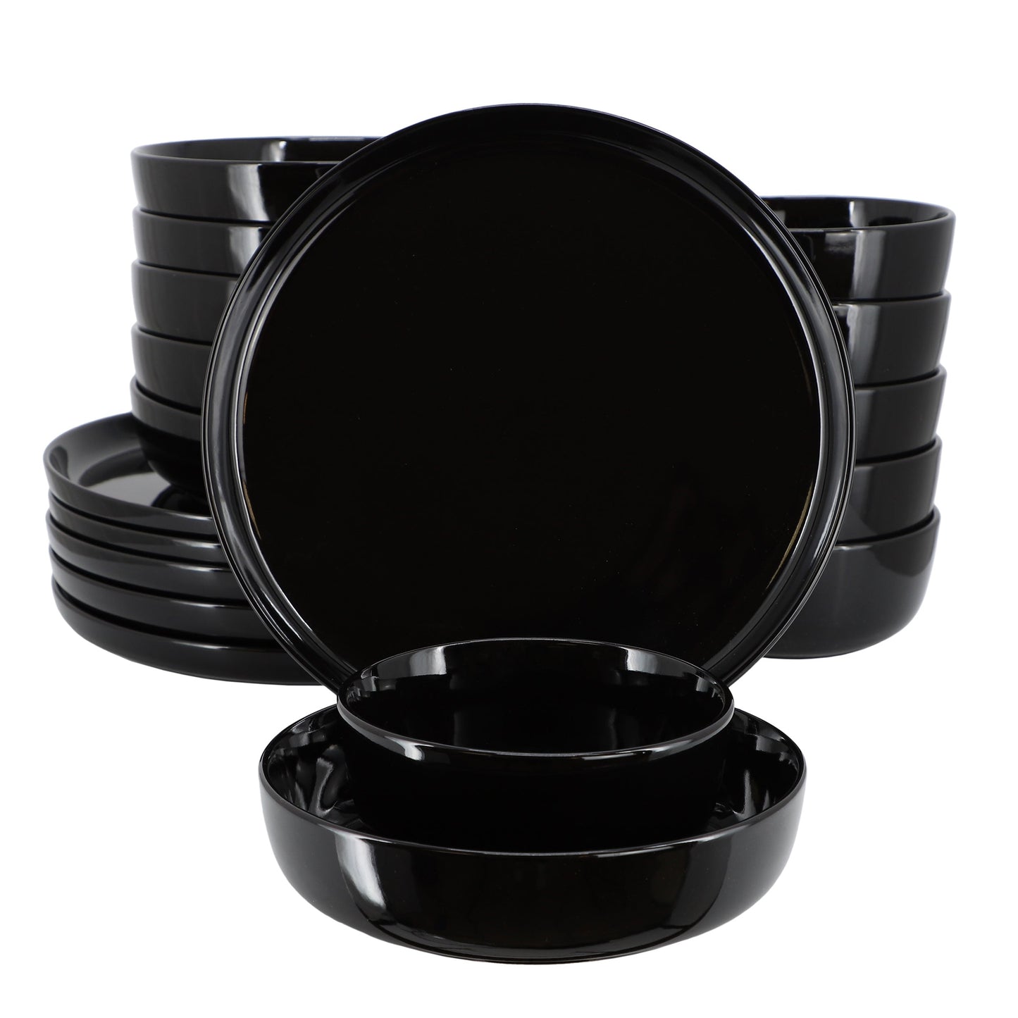 Elama Duncan 18 Piece Porcelain Dinnerware Set in Black LuxuryLifeWay Online Store