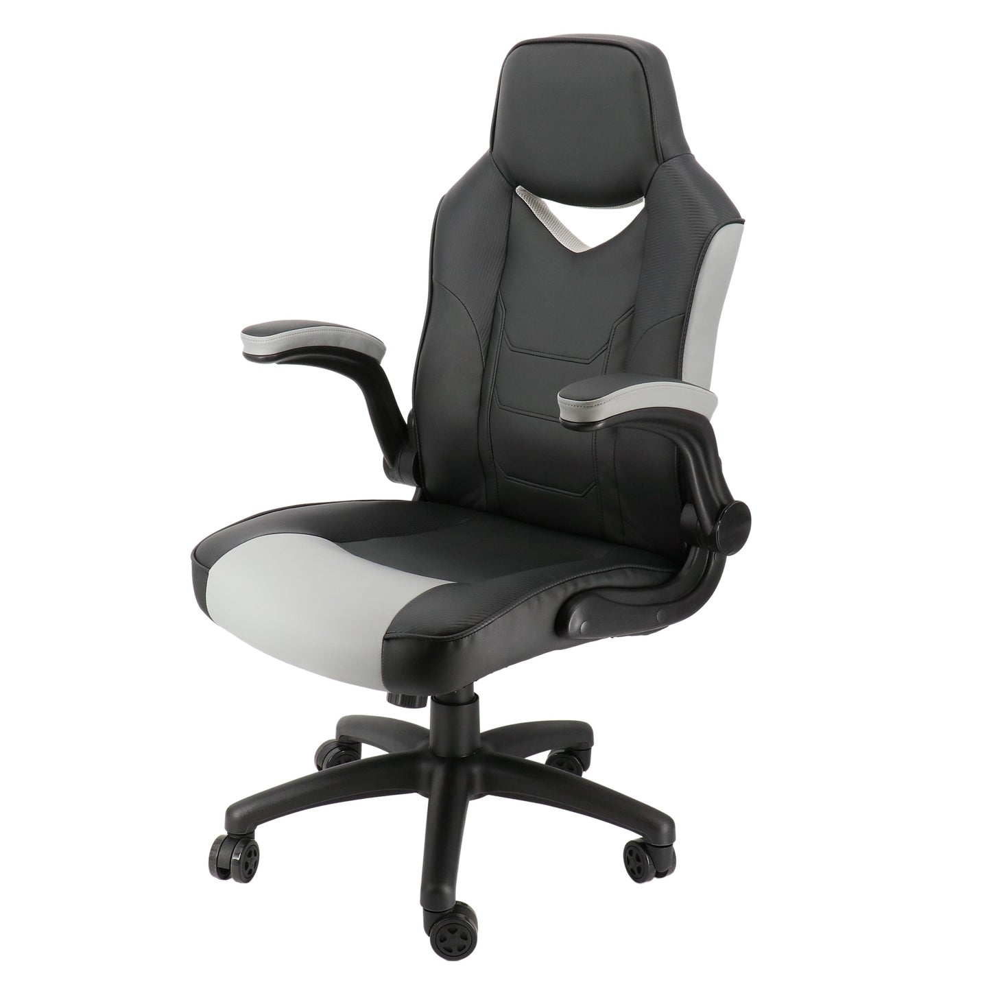 Elama High Back Adjustable Faux Leather Office Chair in Black and Gray LuxuryLifeWay Online Store