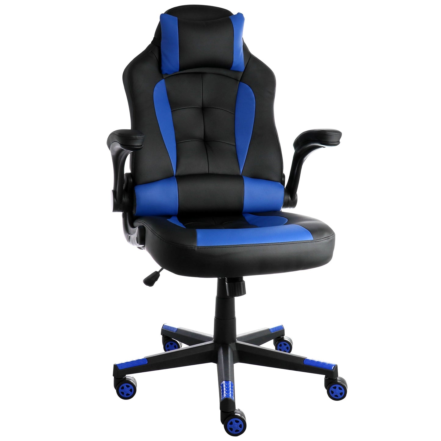 Elama High Back Adjustable Faux Leather Gaming Chair in Black and Blue LuxuryLifeWay Online Store