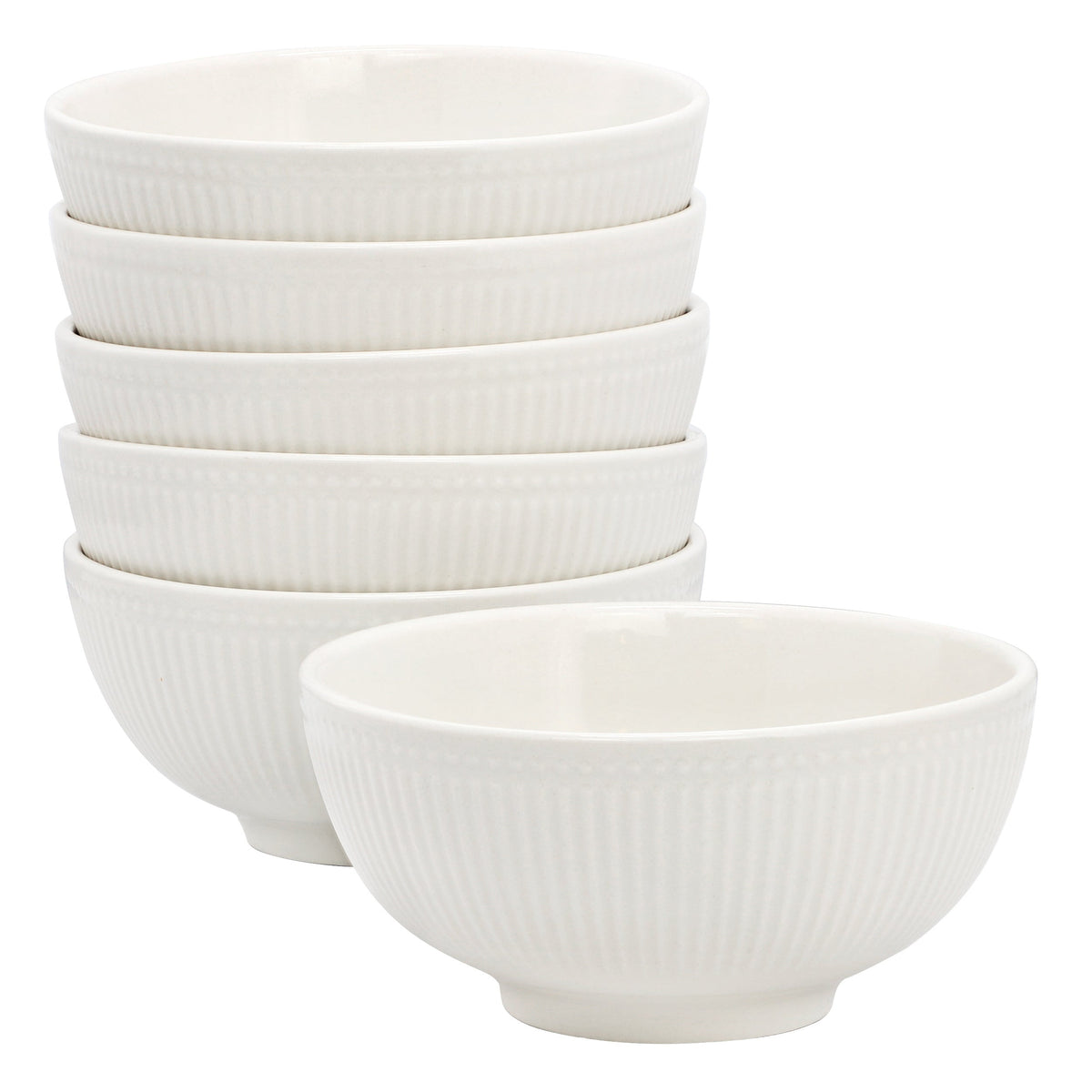 Elama Gretel 6 Piece Round Stoneware Cereal Bowl Set in White LuxuryLifeWay Online Store