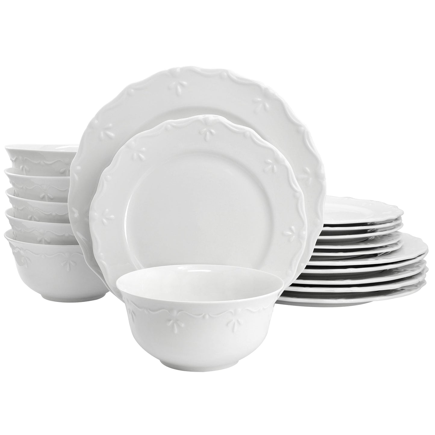 Elama Henryi 18 Piece Porcelain Dinnerware Set in White LuxuryLifeWay Online Store