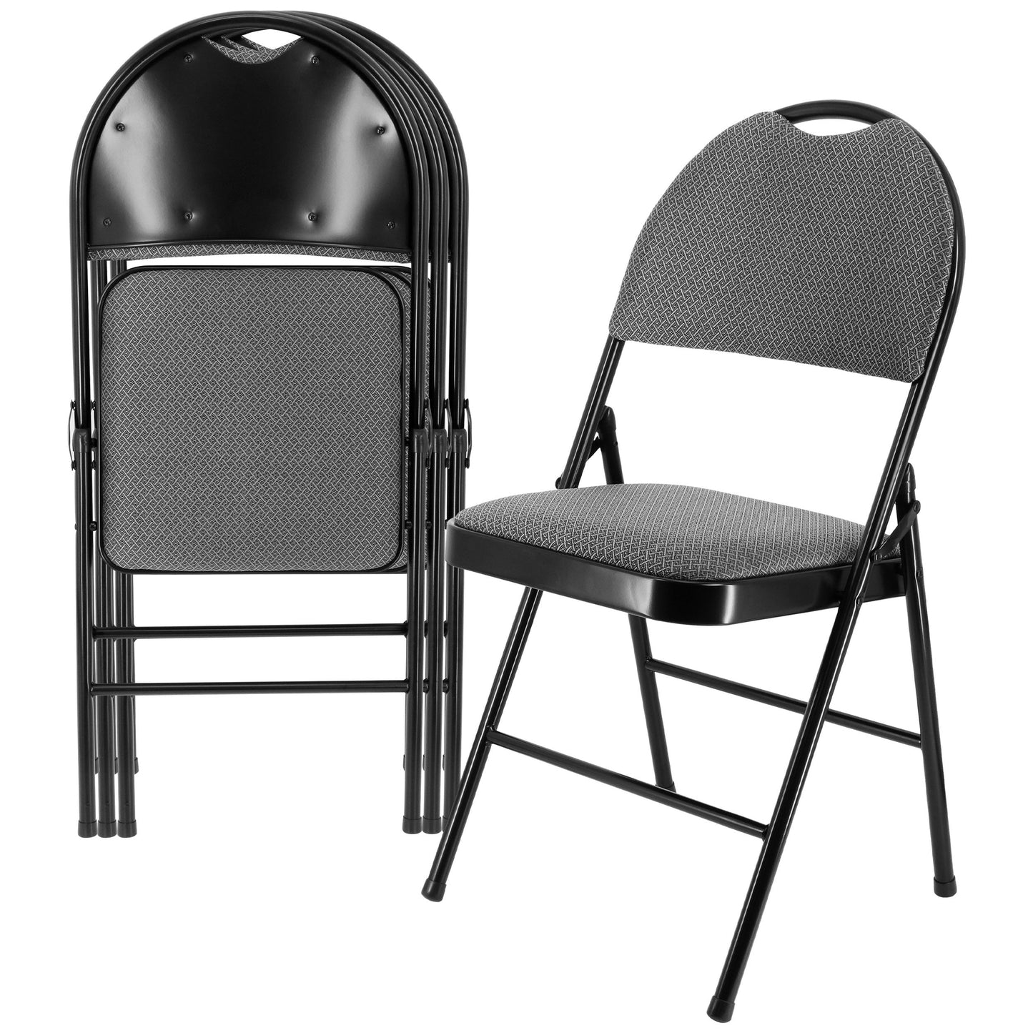 Elama 4 Piece Metal Folding Chair with Padded Seats and Top Handle in Gray LuxuryLifeWay Online Store