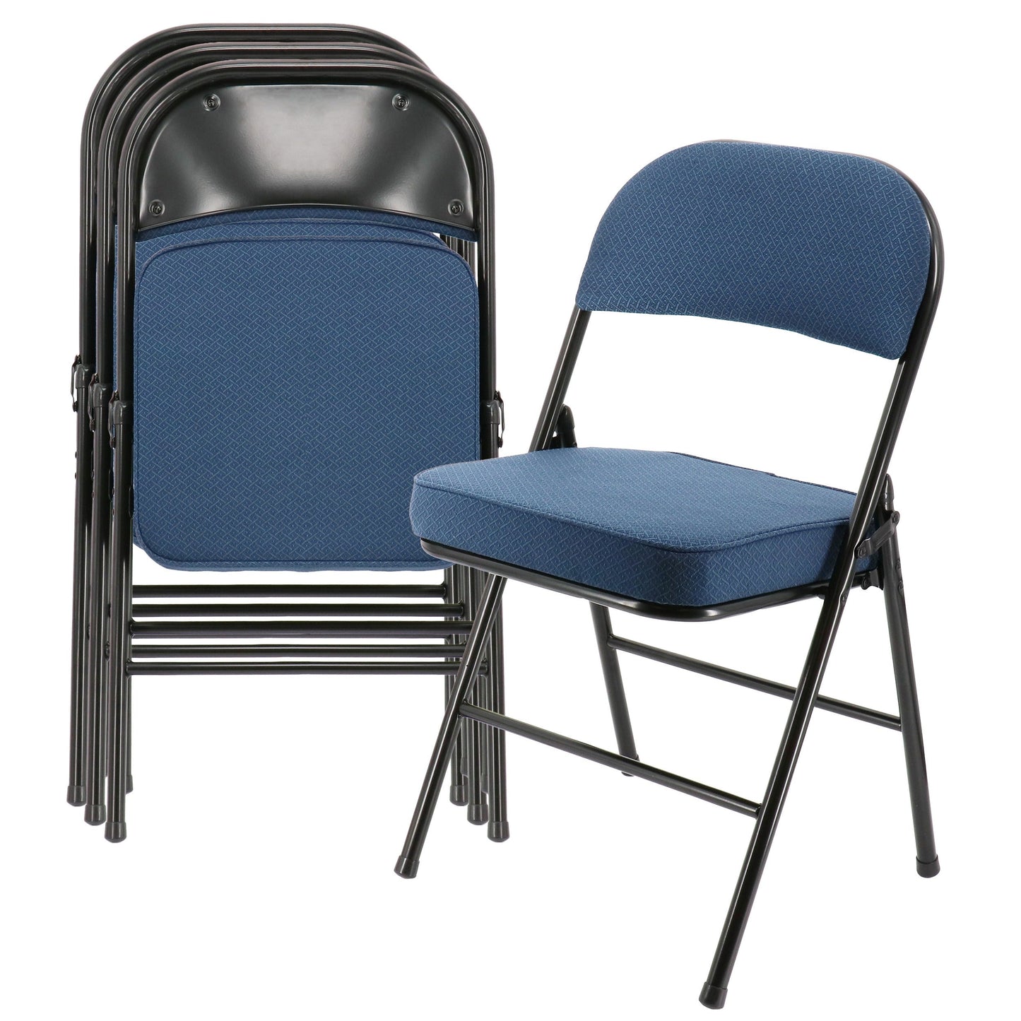Elama 4 Piece Metal Folding Chair with 2.2 Inch Padded Seats in Dark Blue LuxuryLifeWay Online Store