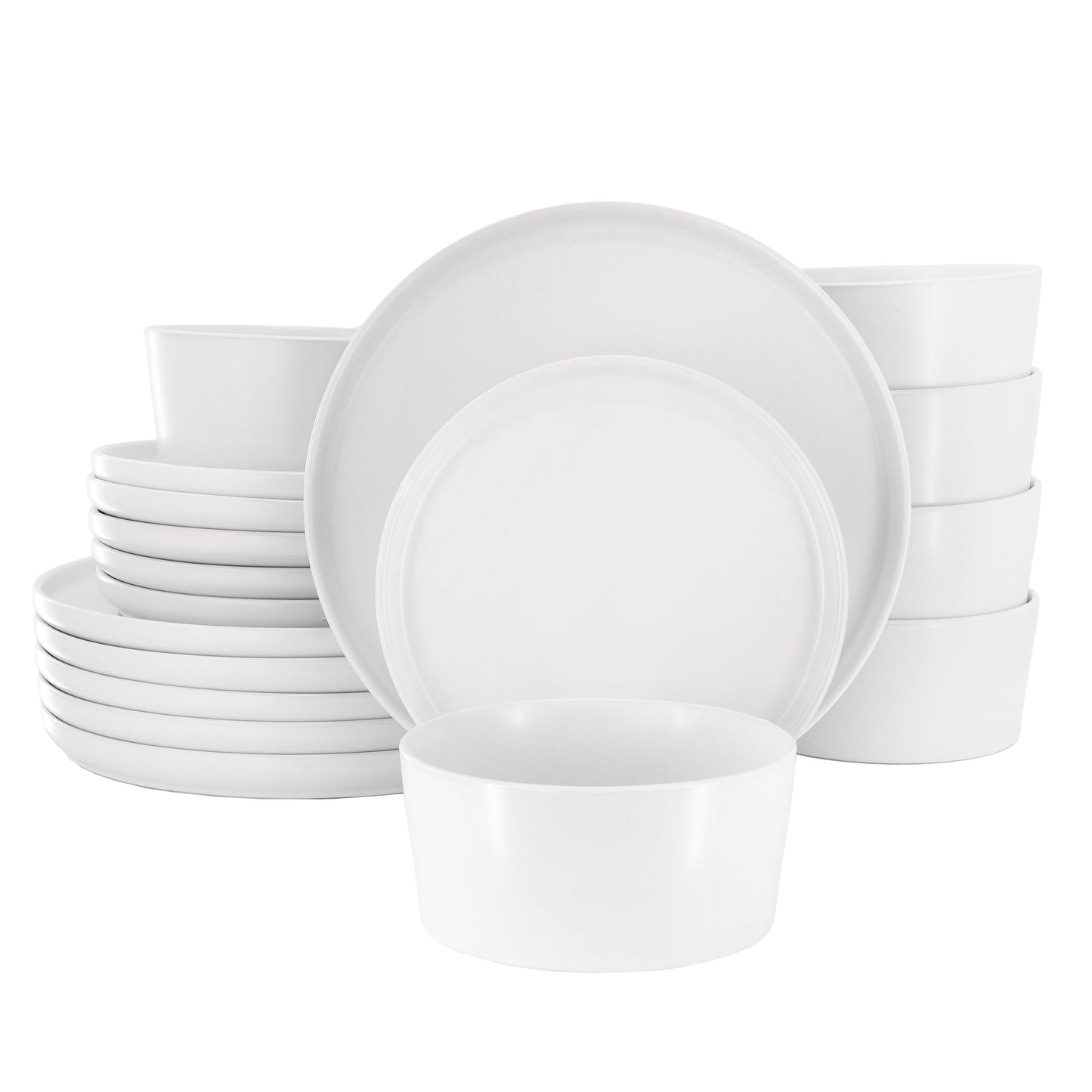 Elama Josh 18 Piece Stoneware Dinnerware Set in Matte White LuxuryLifeWay Online Store