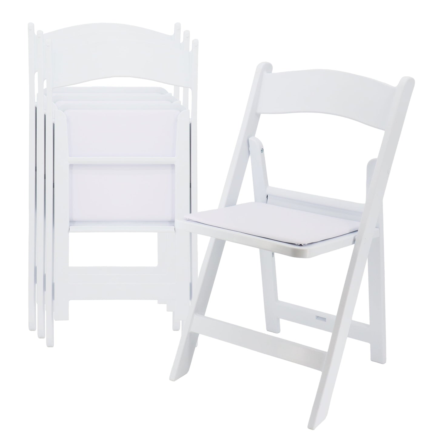 Elama 4 Piece Plastic Folding Resin Chair in White with Removable Seat Pad LuxuryLifeWay Online Store