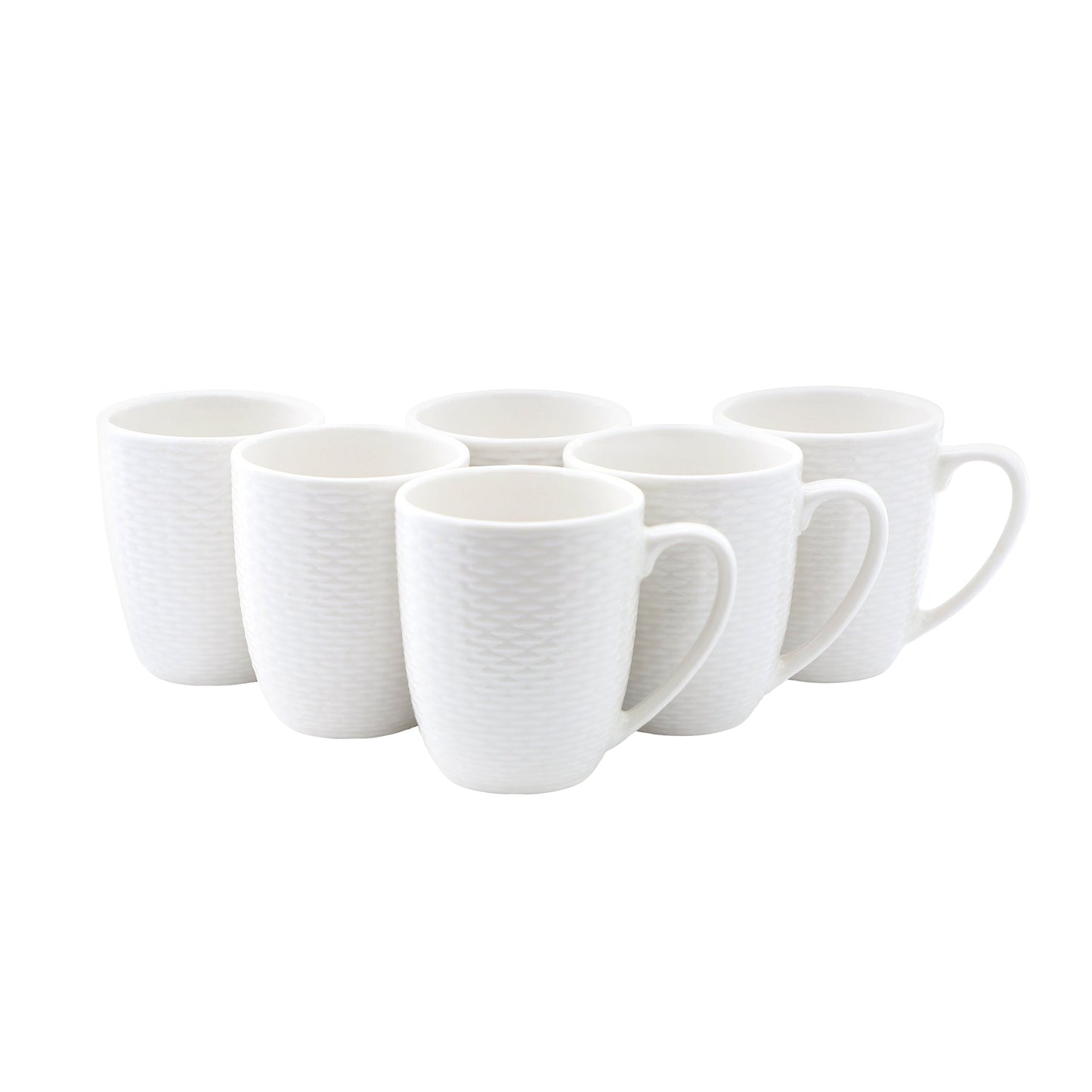 Elama Ophelia 6 Piece Stoneware 12 Ounce Mug Set in White LuxuryLifeWay Online Store