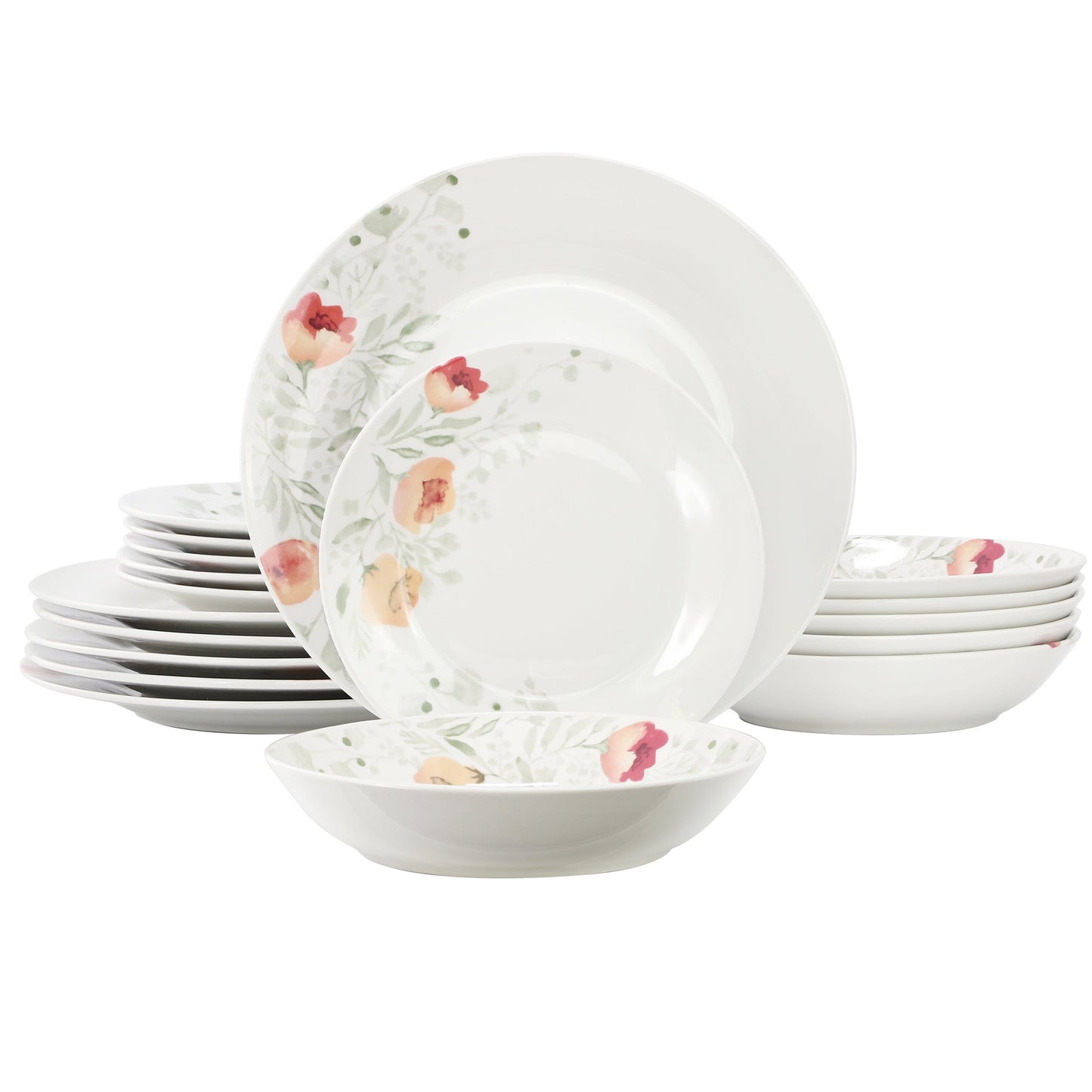 Elama Poppy 18 Piece Porcelain Dinnerware Set, Service for 6 LuxuryLifeWay Online Store