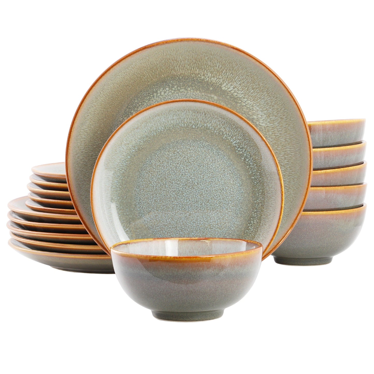 Elama Wilma 18 Piece Round Stoneware Dinnerware Set in Light Blue LuxuryLifeWay Online Store