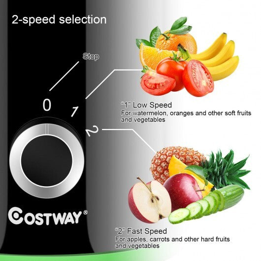 2 Speed Wide Mouth Fruit and Vegetable Centrifugal Electric Juicer - Color: Black LuxuryLifeWay Online Store
