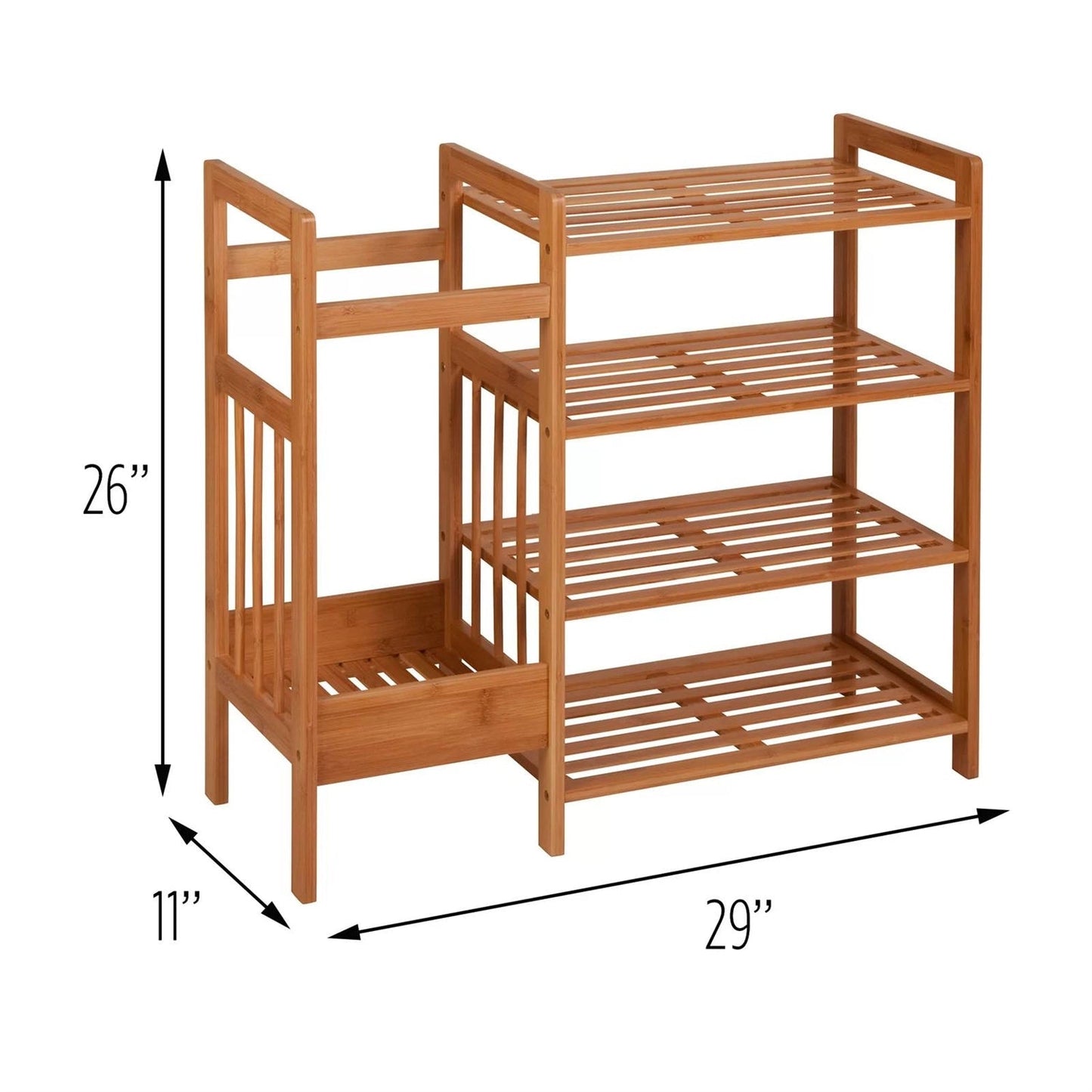 2-Shelf Entryway Shoe Rack Bench with Bla2-in-1 Entryway 4-Shelf Bamboo Shoe Rack and Umbrella Holderck Metal Frame and Brown Wood Top LuxuryLifeWay Online Store