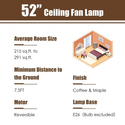 52 Inch 3-Speed Crystal Ceiling Fan Light with Remote Control-Black LuxuryLifeWay Online Store