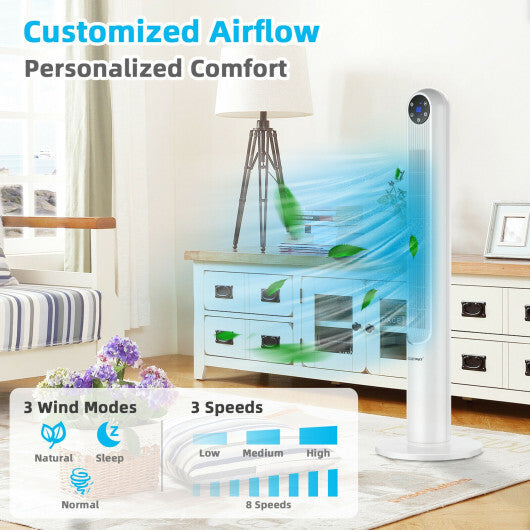 42 Inch 80 Degree Tower Fan with Smart Display Panel and Remote Control-Black LuxuryLifeWay Online Store