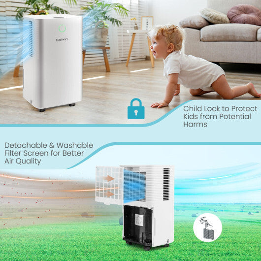 1750 Sq. Ft 32 Pints Dehumidifier with Auto Defrost and 24H Timer Drain Hose-White LuxuryLifeWay Online Store