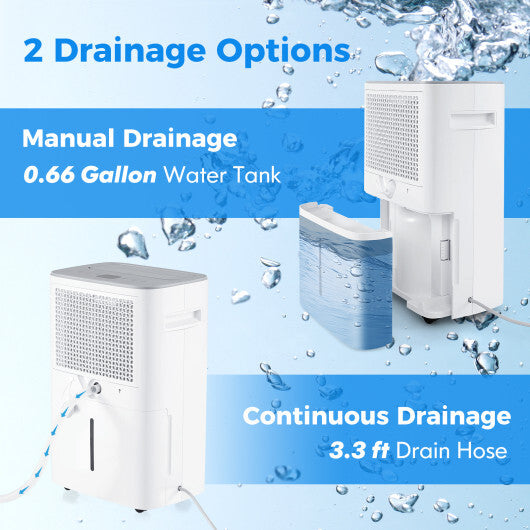 Dehumidifier with Auto Drain or Manual Drainage for Home Basement-White LuxuryLifeWay Online Store