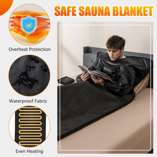 Infrared Sauna Blanket for Home Use with Arm Sleeves Wraps and Carry Bag-Black LuxuryLifeWay Online Store