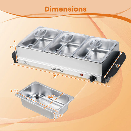 Electric Buffet Server Food Warmer with 3 Removable Trays LuxuryLifeWay Online Store