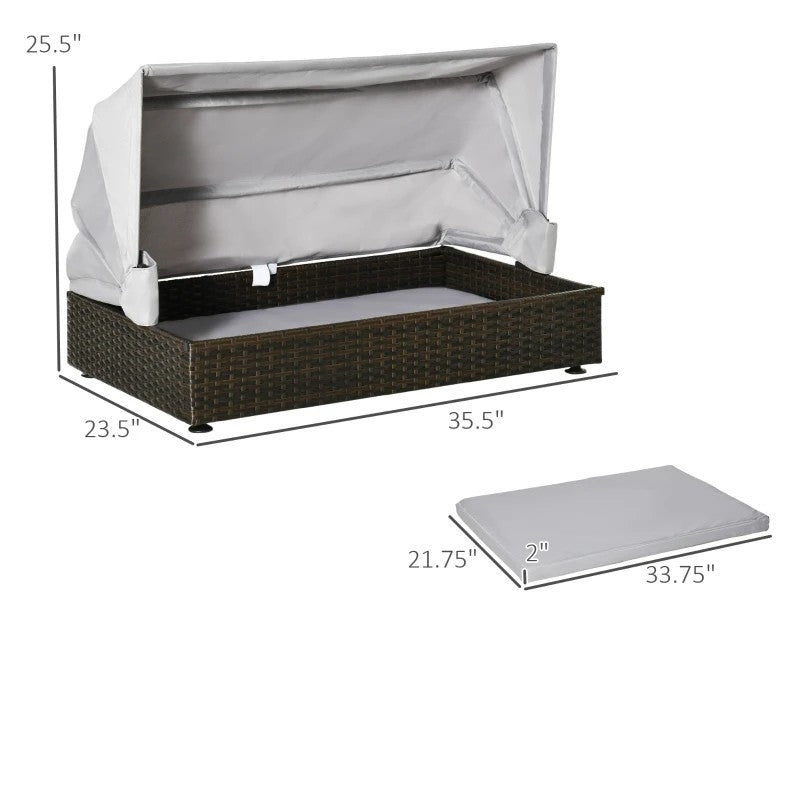 Espresso Wicker Foldable Canopy Raised Dog Bed House with 2 in Thick Cushion LuxuryLifeWay Online Store