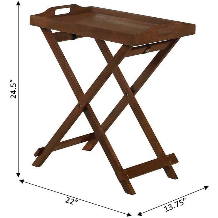 Folding TV Tray Bedside Table in Dark Brown Espresso Wood Finish LuxuryLifeWay Online Store