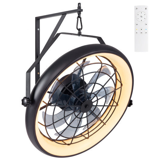20" Wall Mounted Fan with Dimmable LED Light and 6 Wind Speeds-Black LuxuryLifeWay Online Store