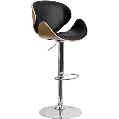 Modern Adjustable Height Barstool with Curved Black Vinyl Seat & Back LuxuryLifeWay Online Store